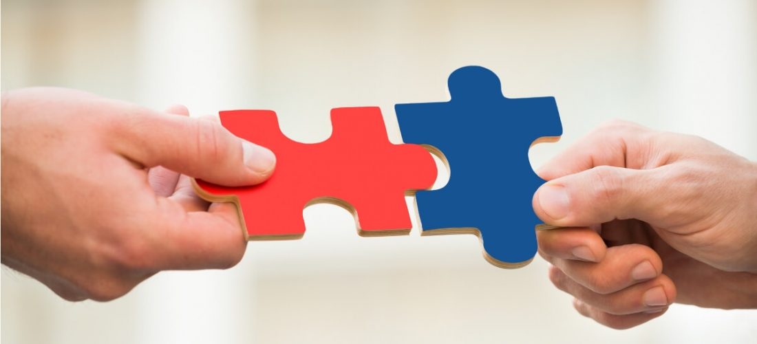 Jigsaw pieces showing real life networking concept